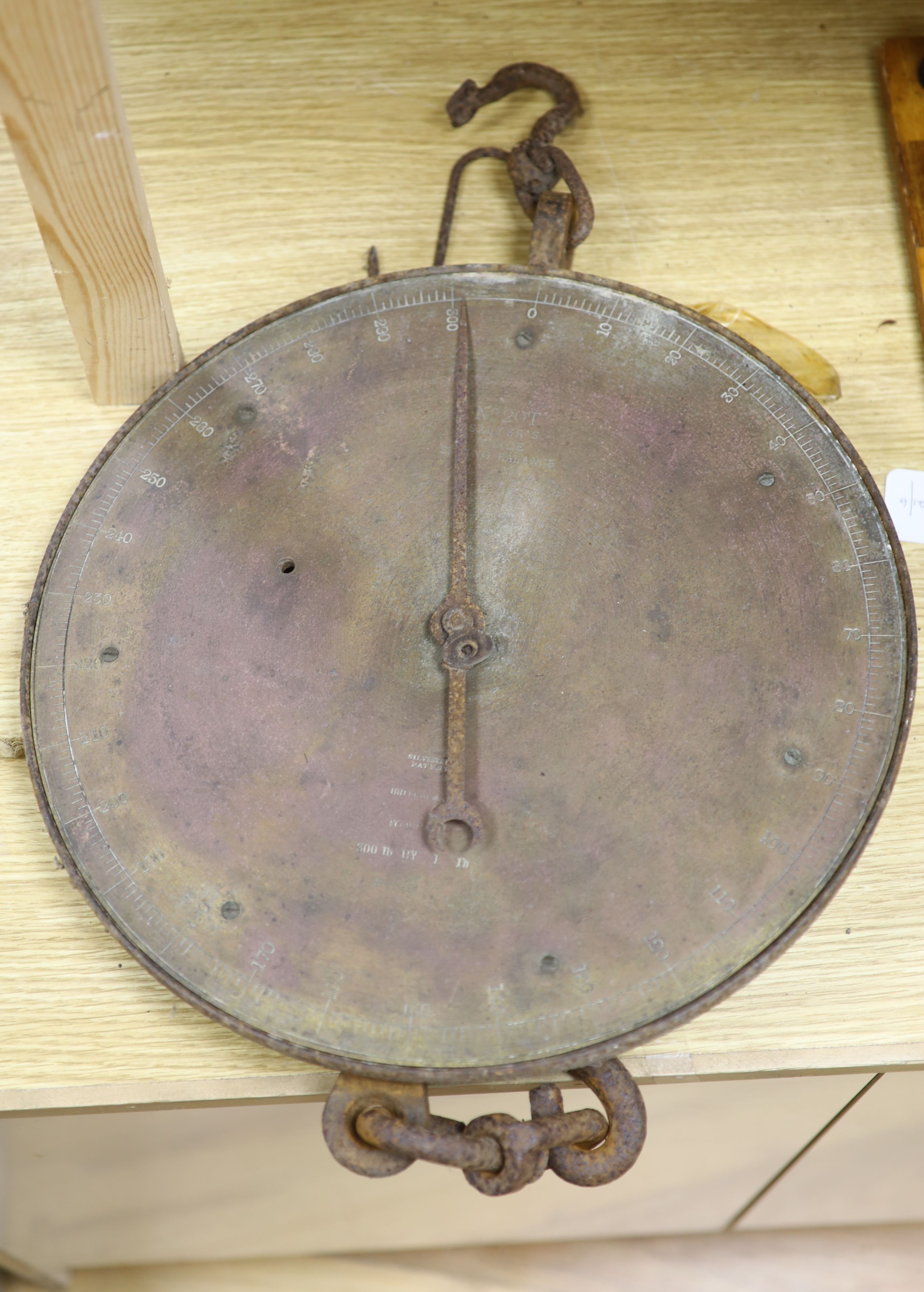 A large Salters brass faced Sylvester spring balance